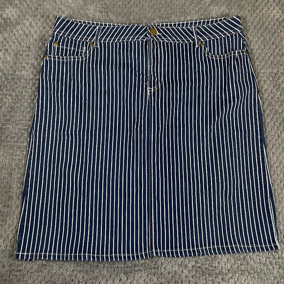Cato Est. 1946 Women’s Denim Skirt sz 16 Pinstripe Stretch Jean Classic - Picture 1 of 7